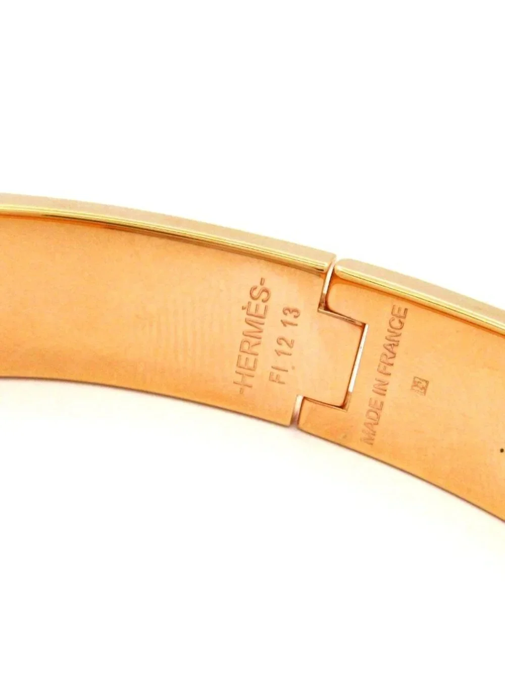 Hermes Bangle Click Pink Gold White Bracelet
